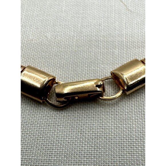 Vintage Swirl Rhinestone Choker Necklace Snake Chain Gold Tone Unsigned - Picture 6 of 9